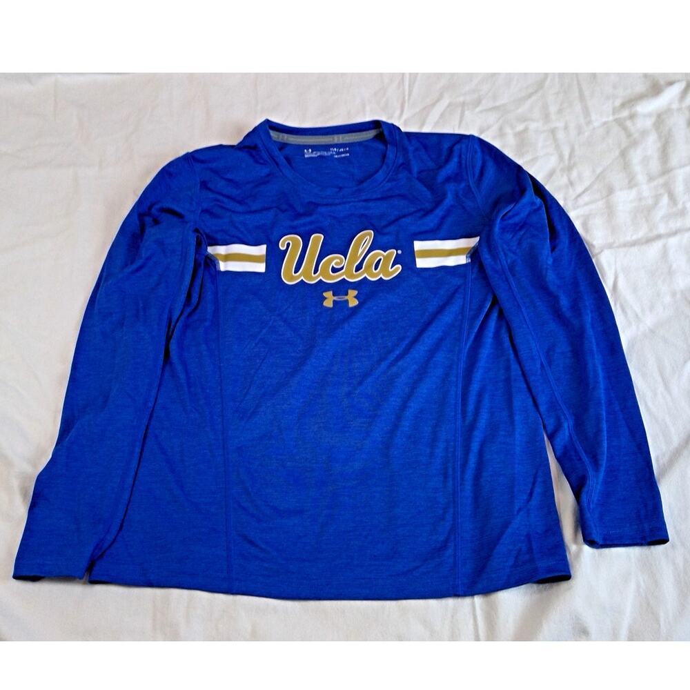 Under Armour UCLA Bruins Blue Heatgear Long Sleeve Tee Youth L Loose Fit NCAA
